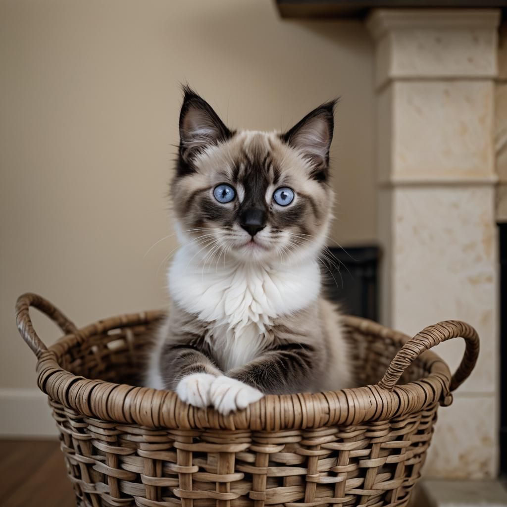 kitten by fireplace