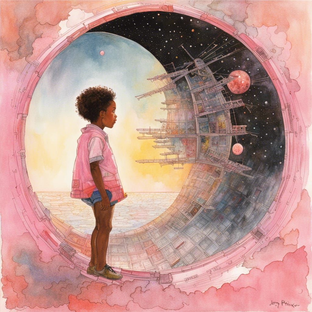 Pink Sun In A Black Hole By Jerry Pinkney Ai Generated Artwork