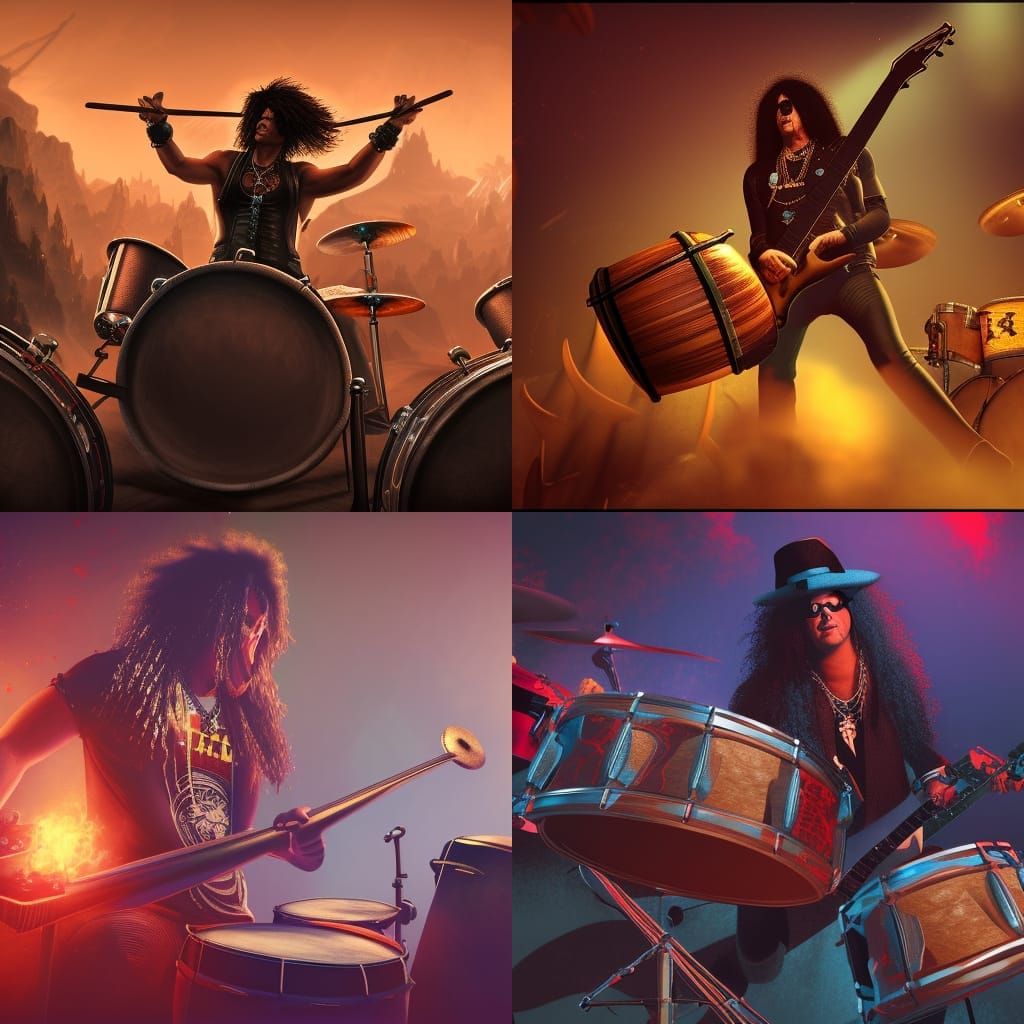 Slash playing drums
