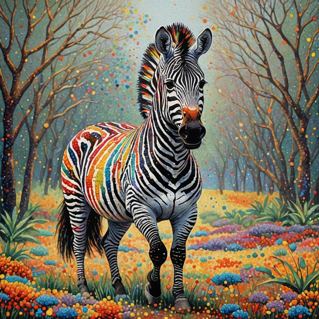 Pointillism Art - Zebra