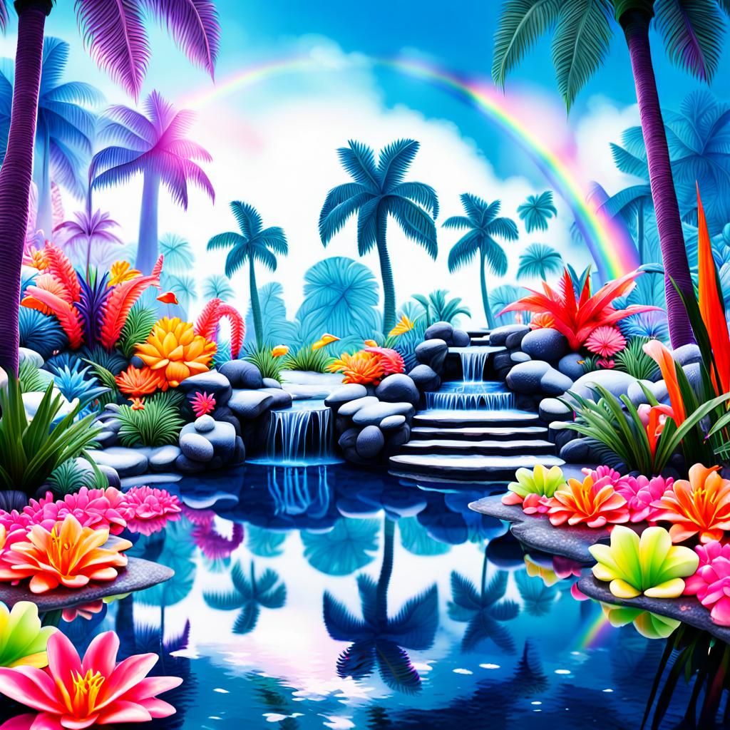 Monochromatic Winter Wonderland with Tropical Pond