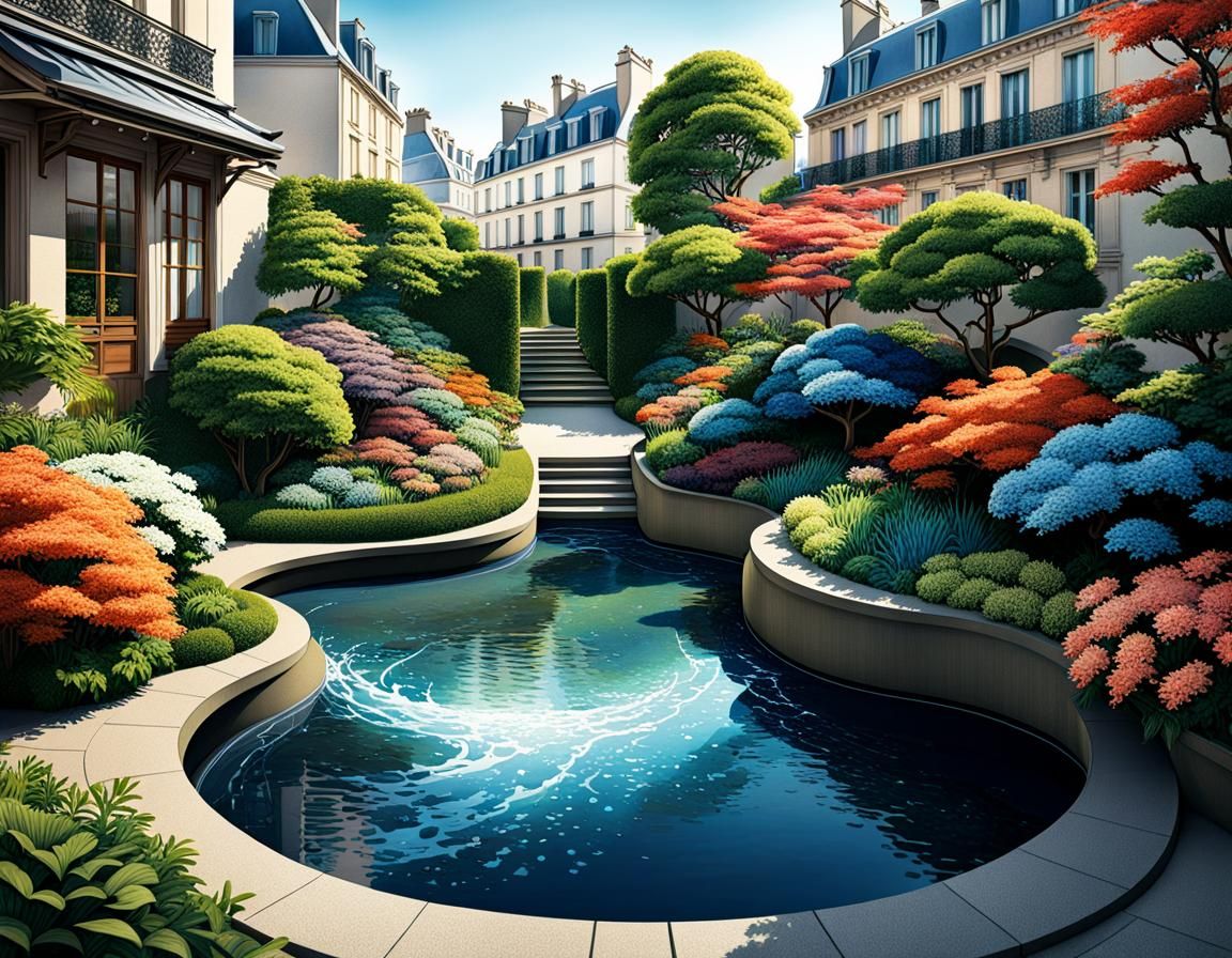 an urban garden, on a terrace