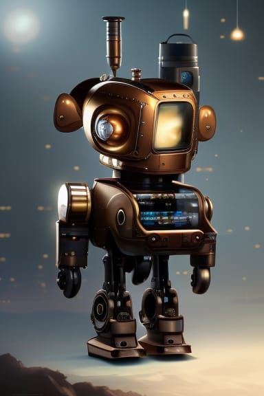 Cute steampunk robot... false