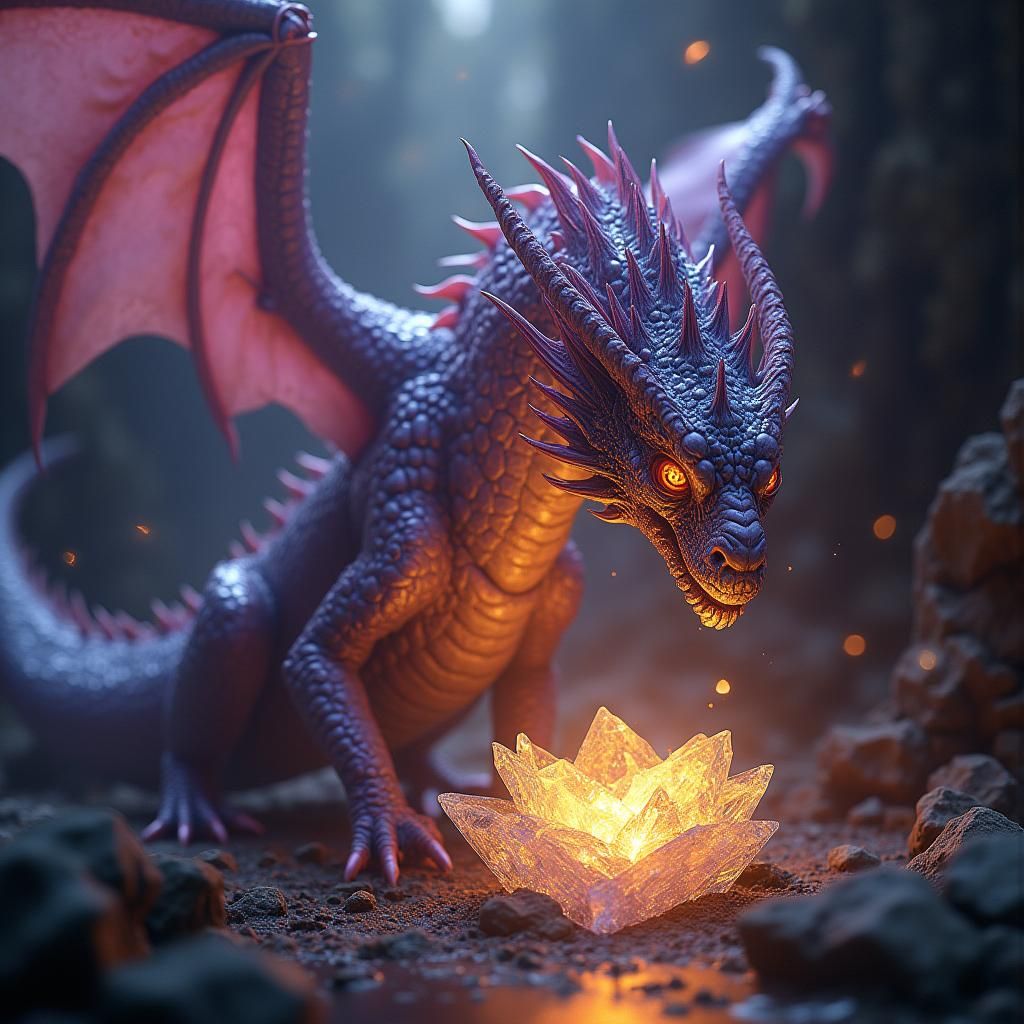 and the dragon's amber eyes are reflected in a piece of crystal a masterpiece, 8k resolution, dark fantasy concept art, by Greg Rutkowski, d...
