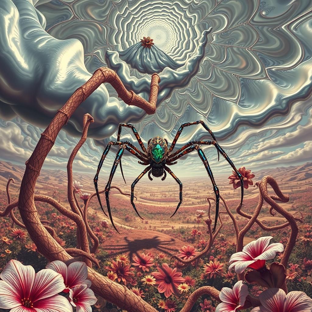Elastic flora stretching and twisting in a vast surreal land...