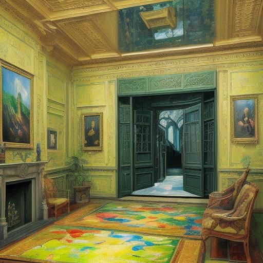 Surreal Living Room in Expressionist Impasto Style