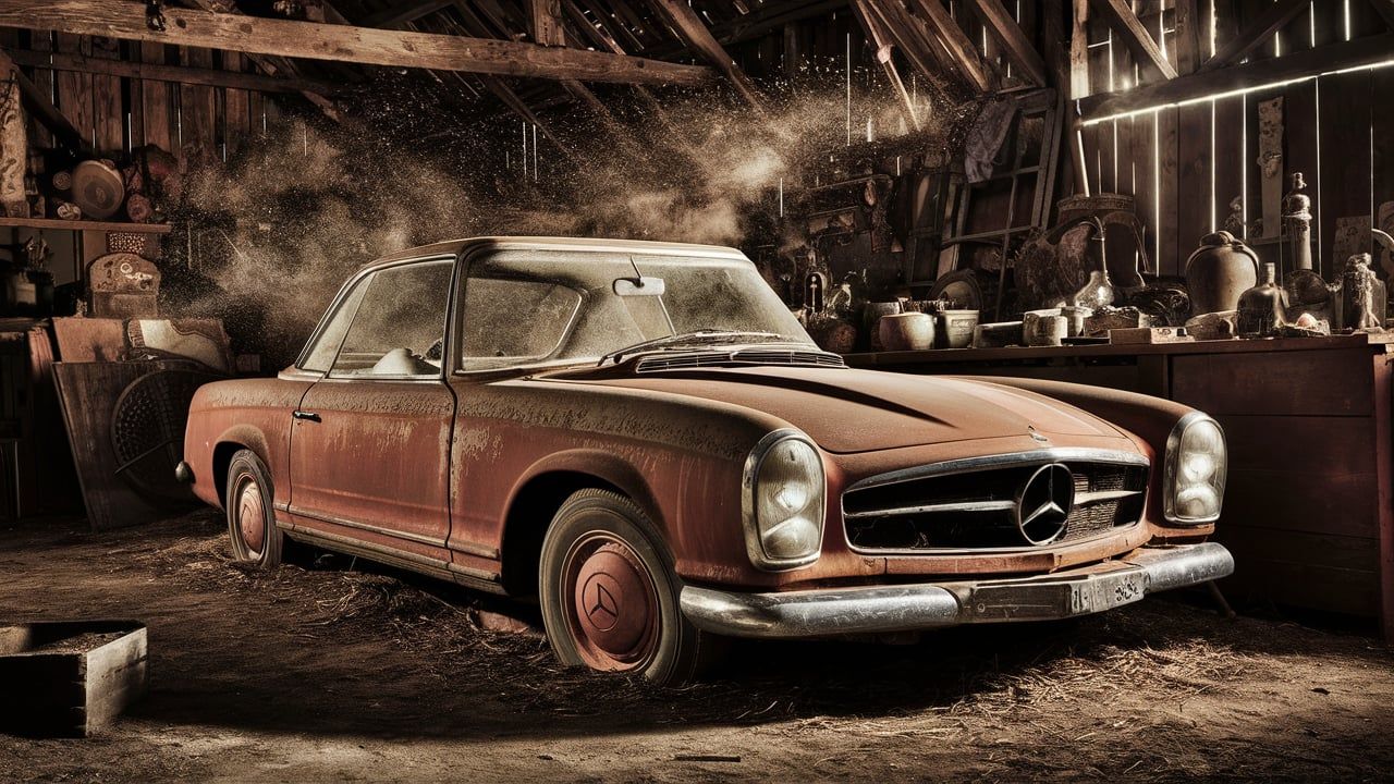 Mercedes Benz in a barn AI Generated Artwork NightCafe Creator