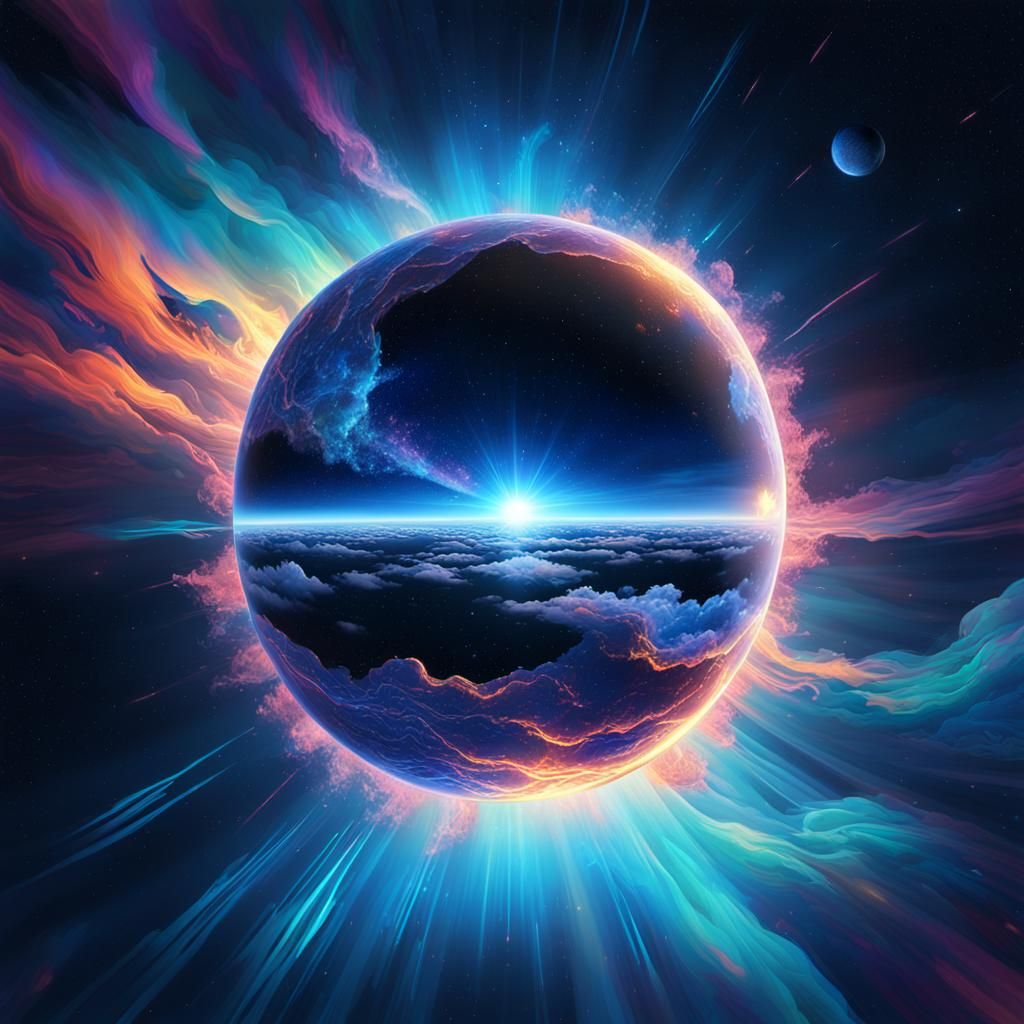 Ethereal Orb 8k resolution holographic astral cosmic illustration mixed media by Pablo Amaringo 