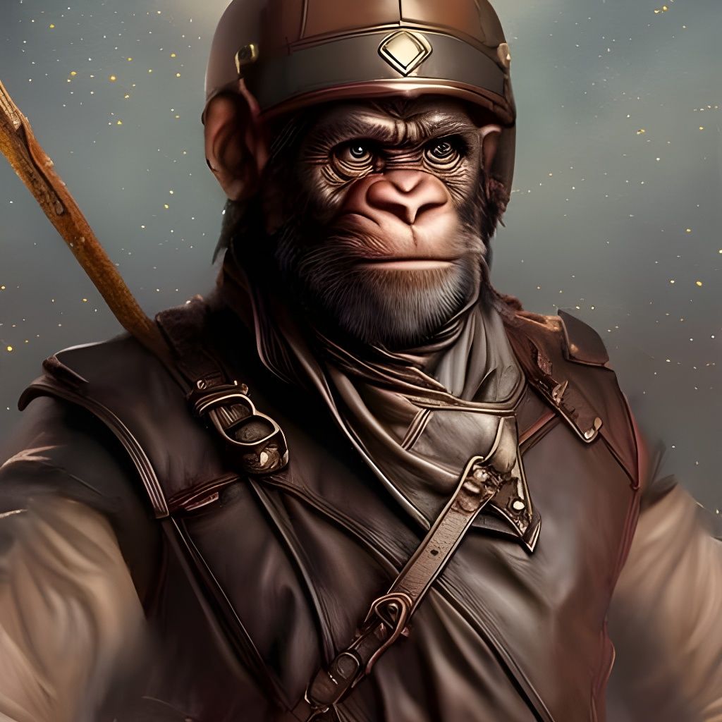 chimp with leather jacket