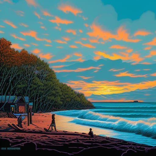 A Day at the Beach, dark foreboding by Dan Mumford false