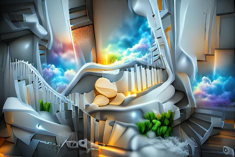 Stair way to heavens door 8K 3D 8k resolution beautiful Beha...