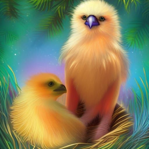 portrait of a cute whimsical furry chibi soft_golden_eaglet ...