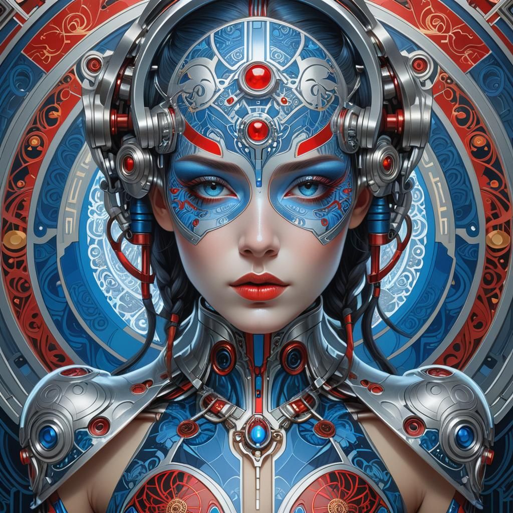 beautiful cyborg woman