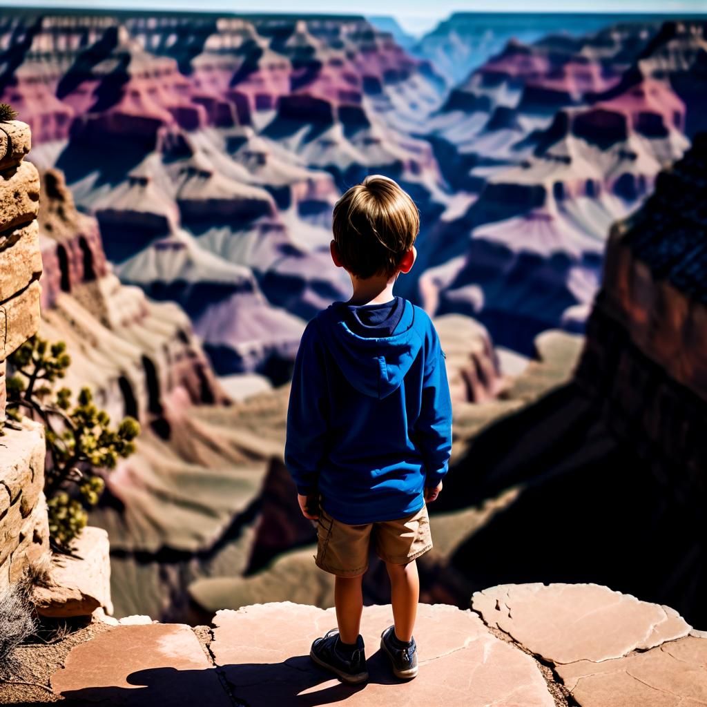 An eight year old looks out over the vast emptiness of the g...