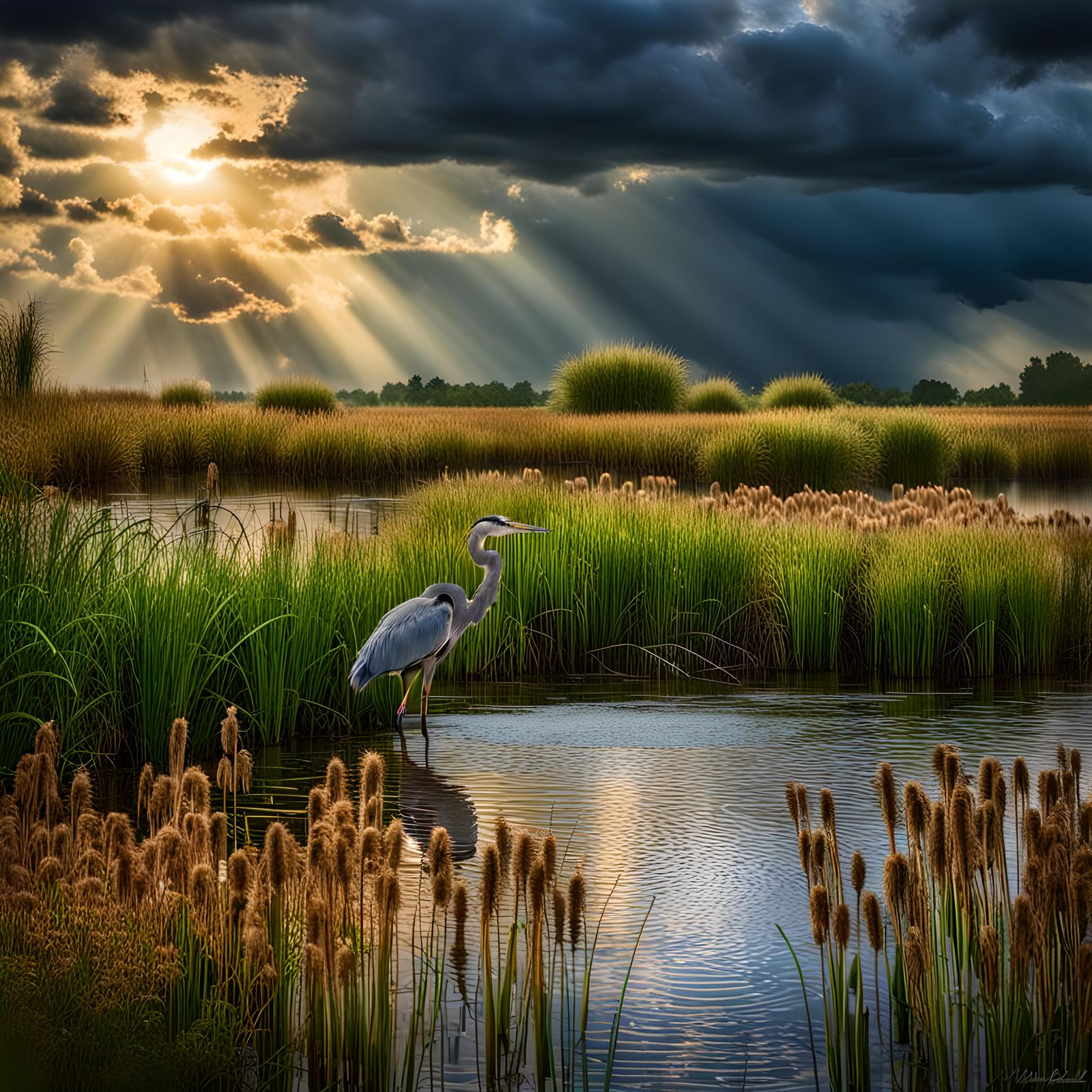 Blue Heron after the storm.  by @undefined