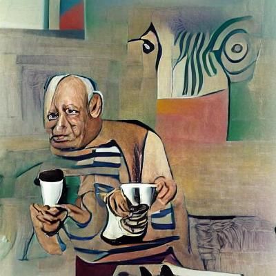 picasso drinking coffee