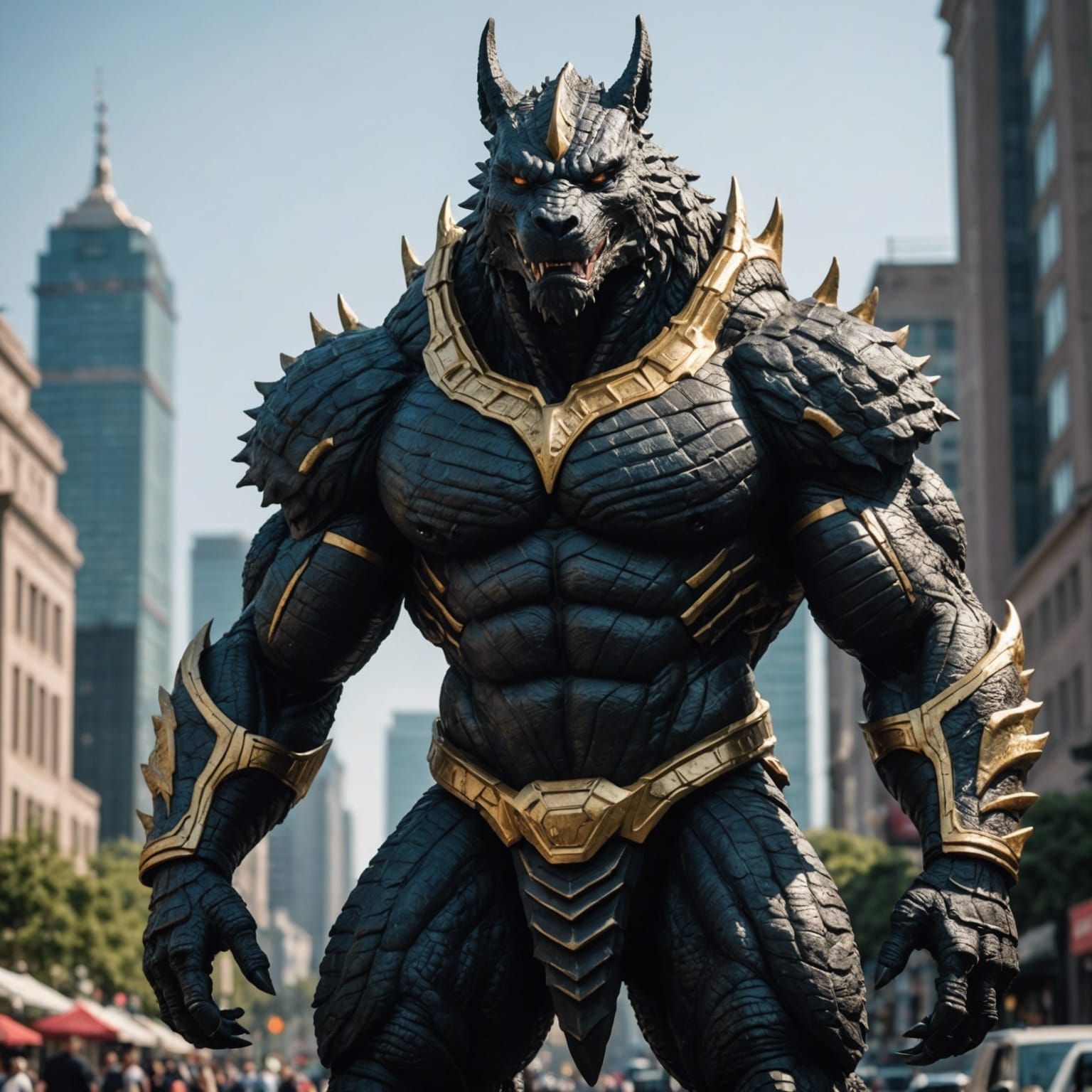 A giant muscular thick Anubis Godzilla