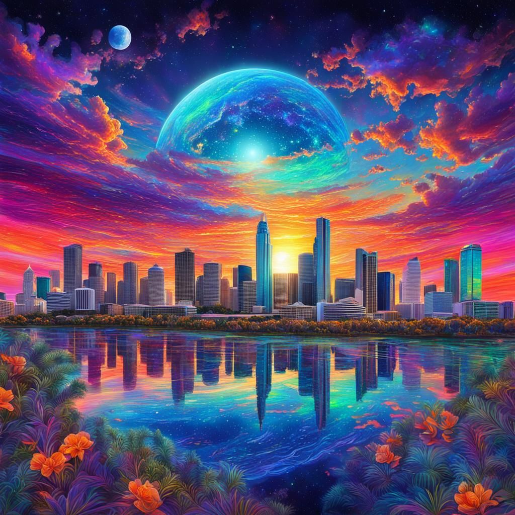 FLORIDA skyline sunset - AI Generated Artwork - NightCafe Creator