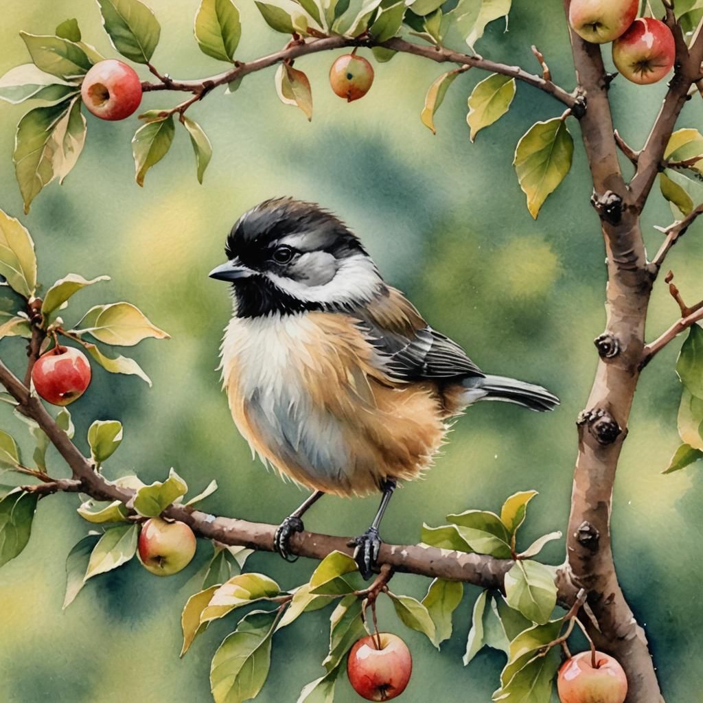 Painting of a chickadee.