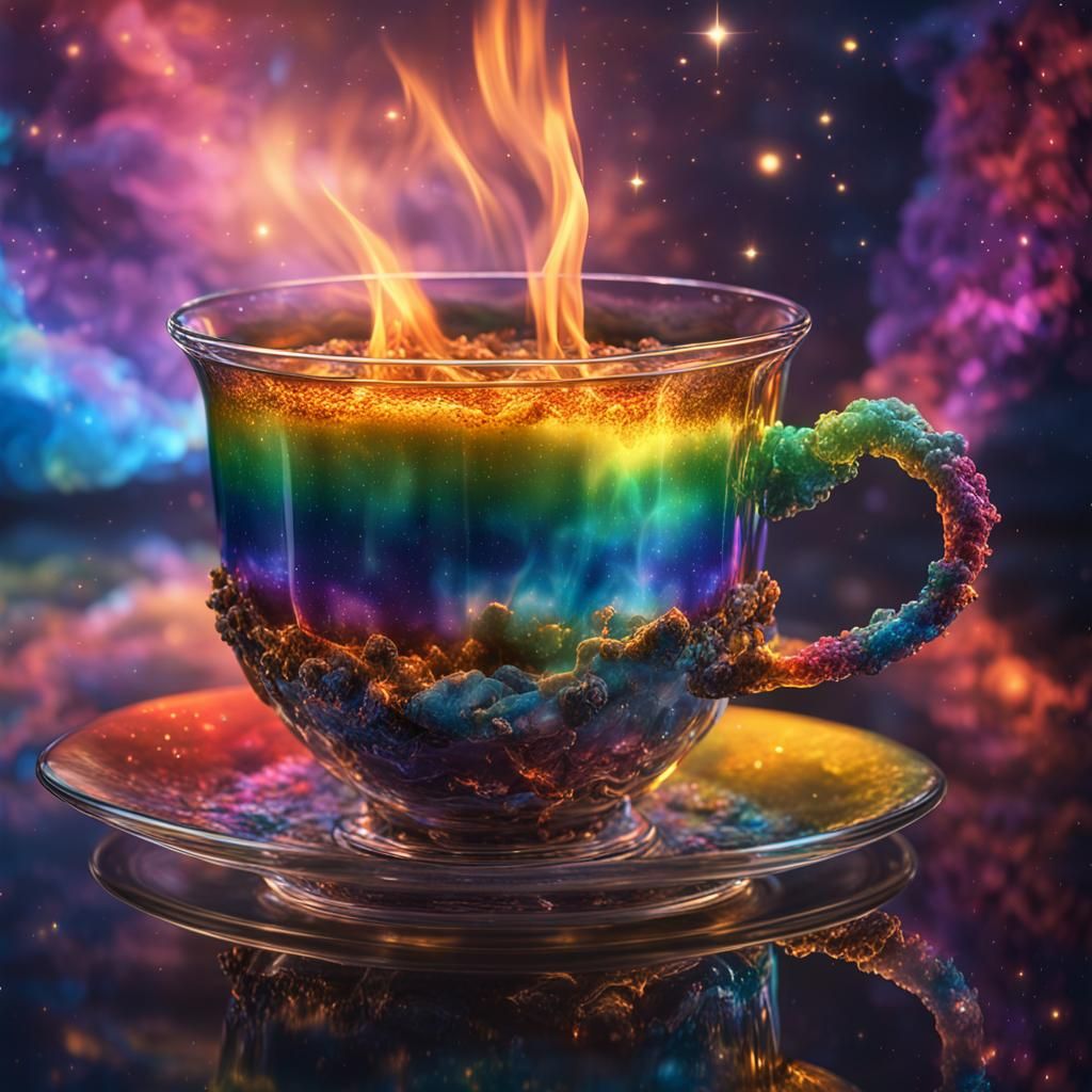 Ghilbi studio art;an epic surreal magic balerine in a rainbo...