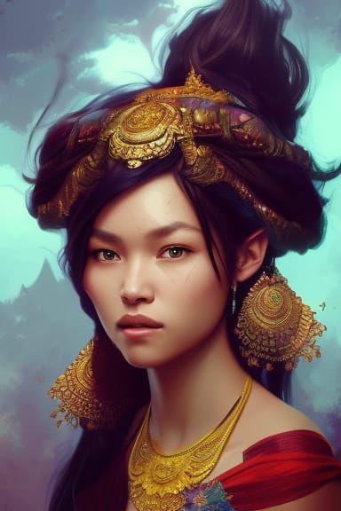 Indonesian Princess head and shoulders portrait - AI Generated Artwork ...