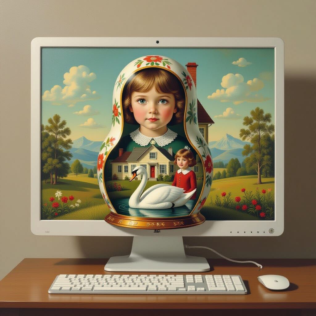Surrealist Computer Displays Nested Reality with Swan