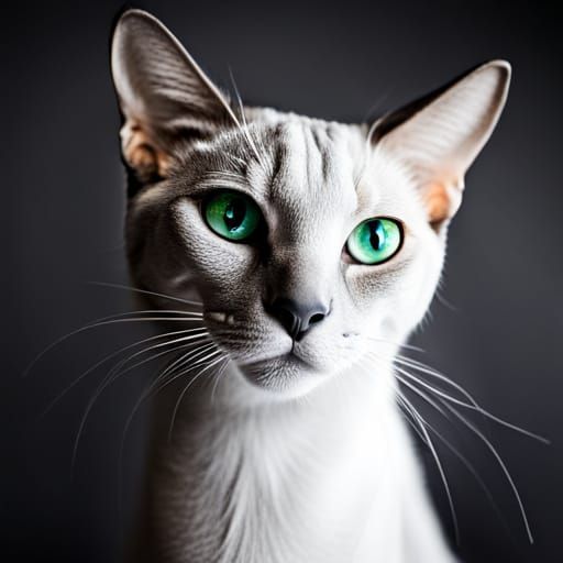 blue point Siamese cat, green eyes, AI Generated Artwork NightCafe