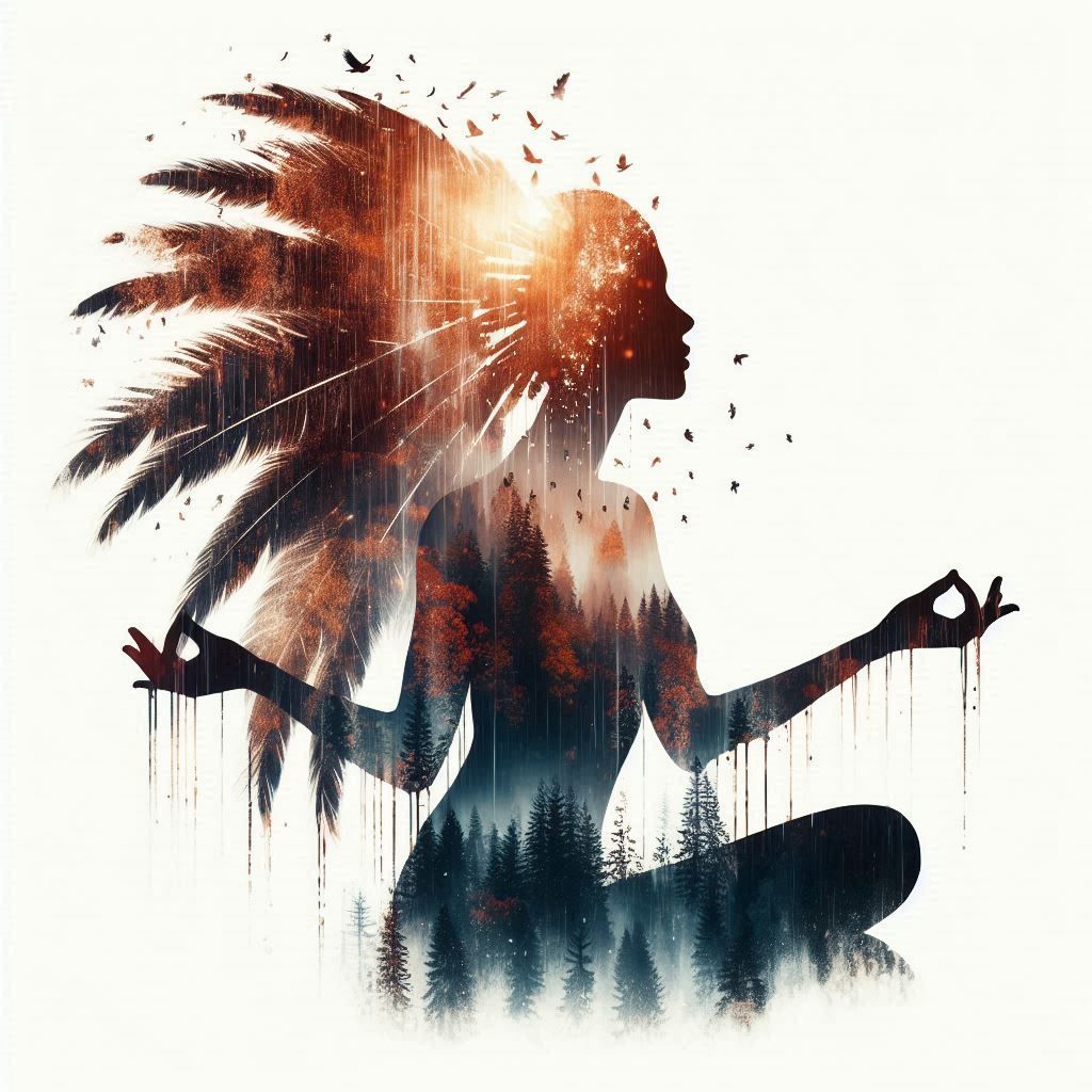 double exposure beautiful fantasy DALL-E 3 portrait landscap...