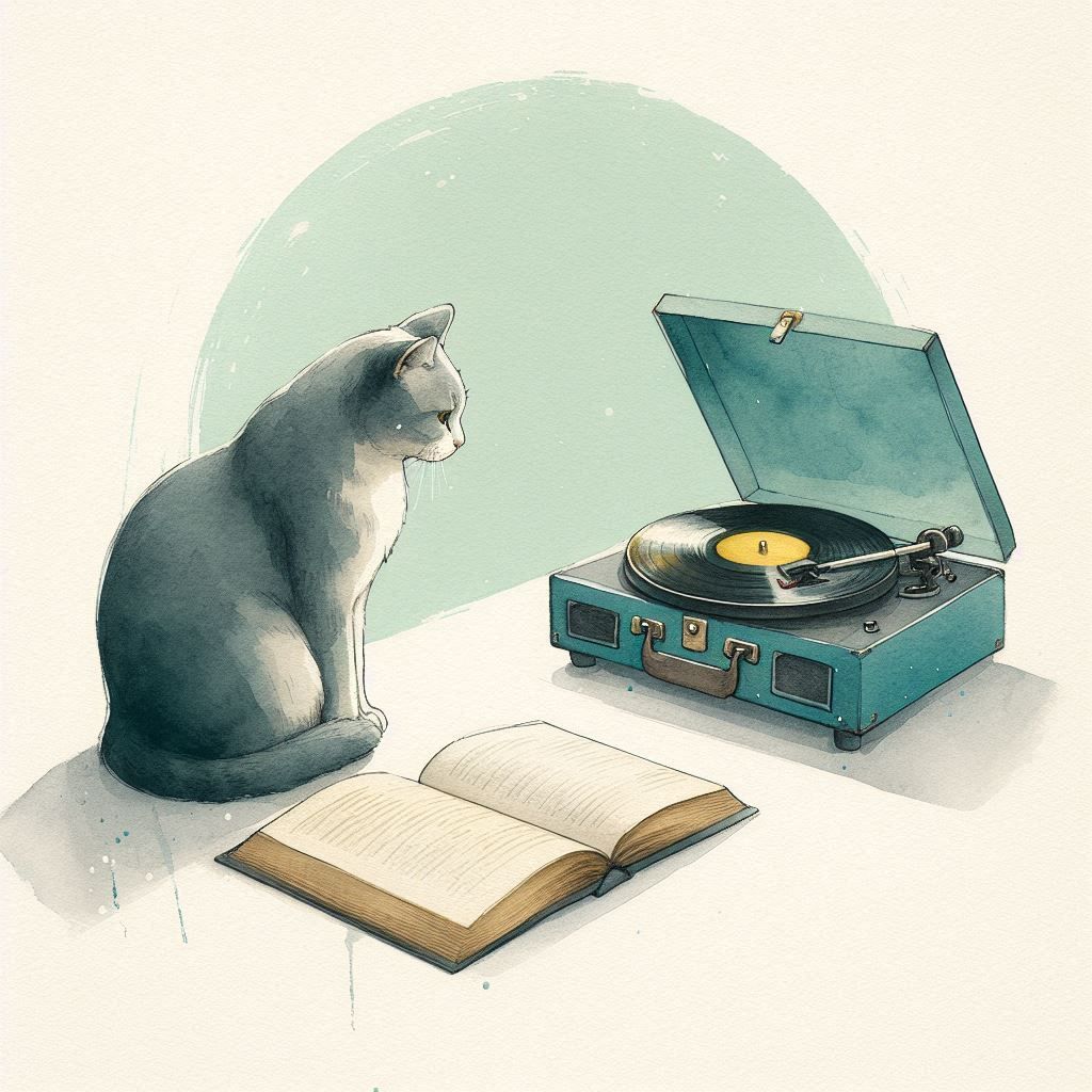 Cat, music and books