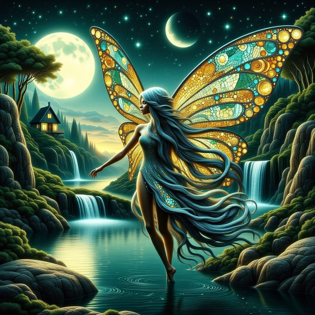 <lora:WINGS IN BEAUTY:1.0> <lora:MOSAIC IN BEAUTY:1.0> Beautiful mosaic wings, elegance, jaw dropping scene, sinister, teal silver yellow,, ...