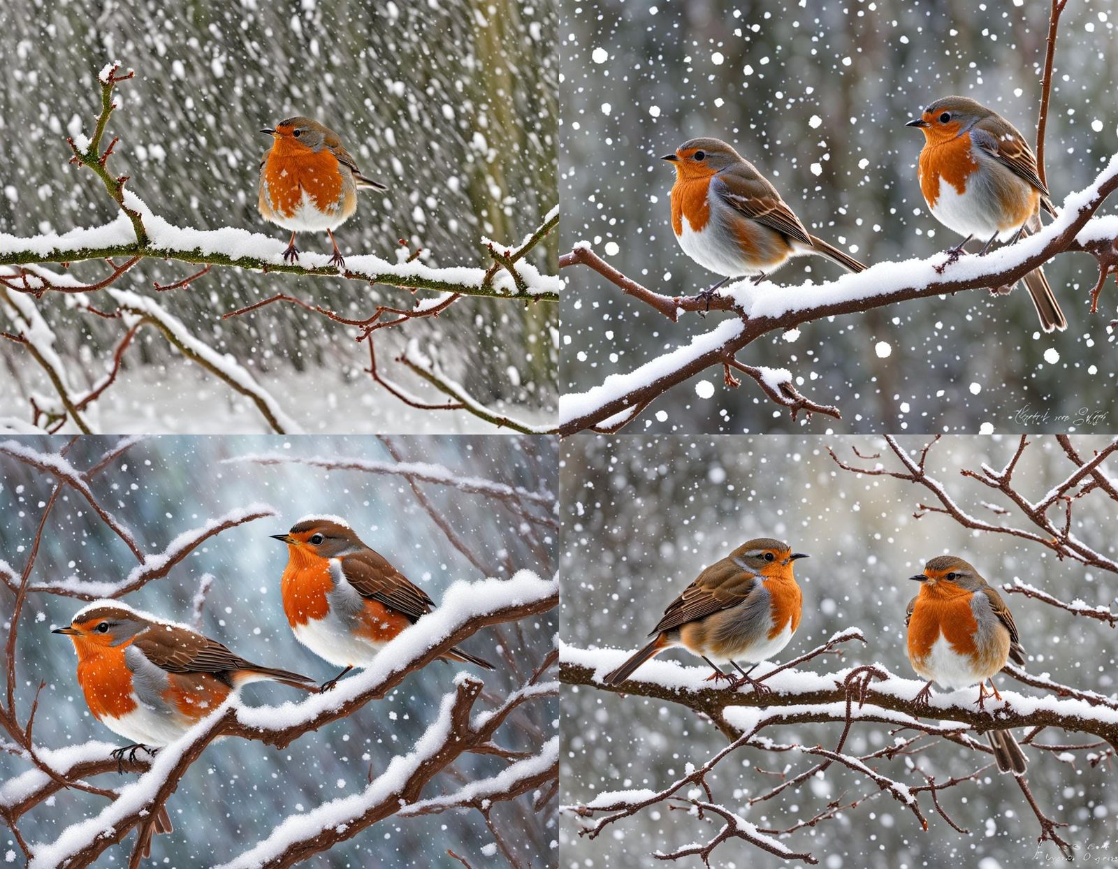 Robins in the snow