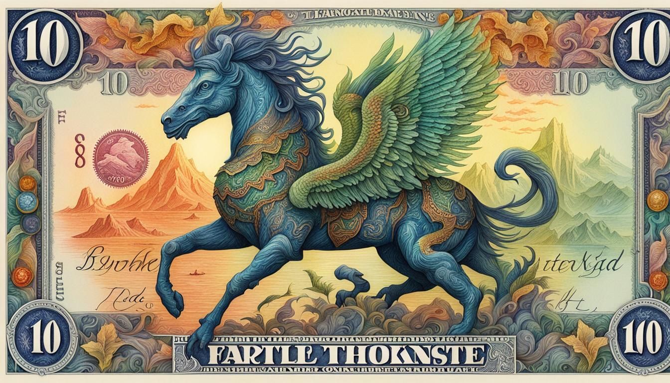 Mythical Creatures color banknote Art