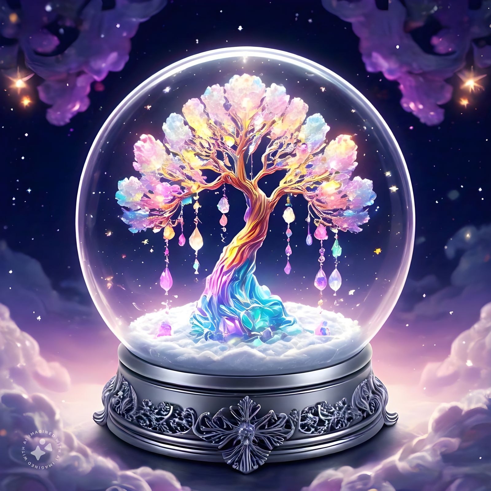 Crystal Tree in a Snowglobe