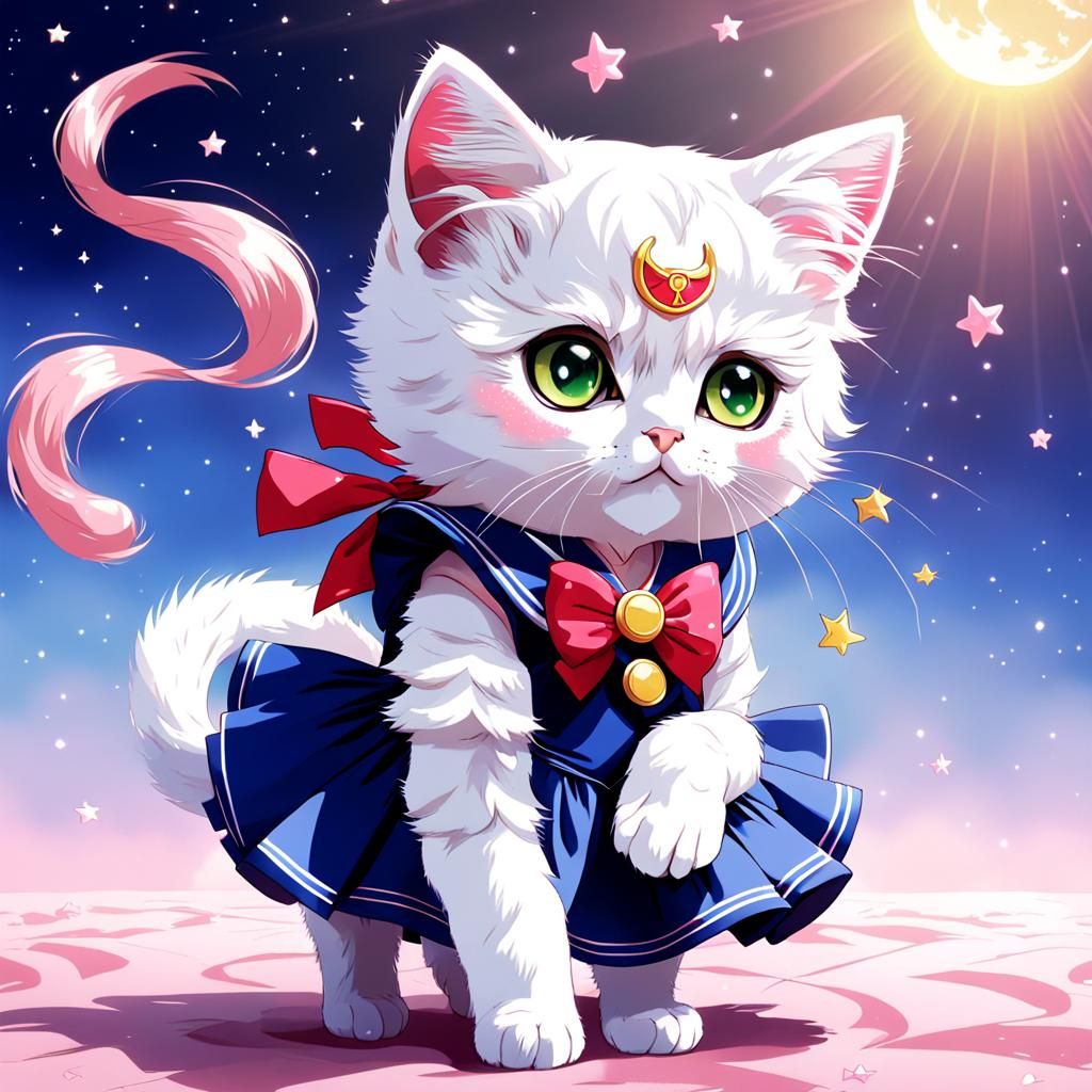Adorable kitten dresses as Sailor Moon