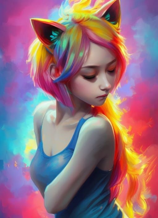 rainbow cat girl