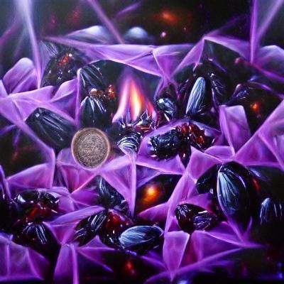 Dark Energy Crystal mass purple oil painting by James Gurney