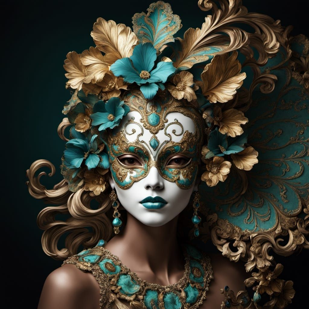 Ethereal African American Fairy in Baroque Ceramic Mask