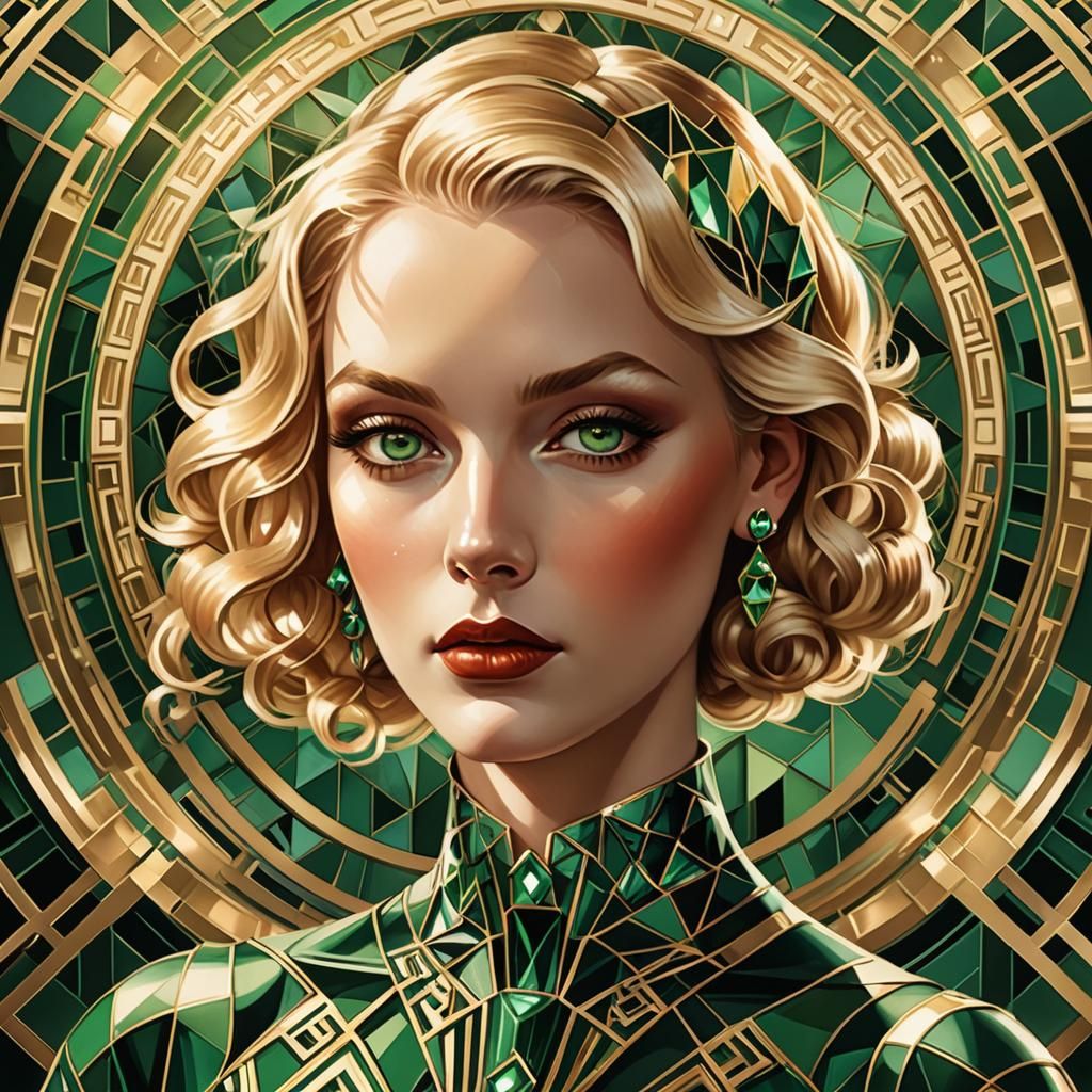 Art Deco Blonde in Tamara de Lempicka Style