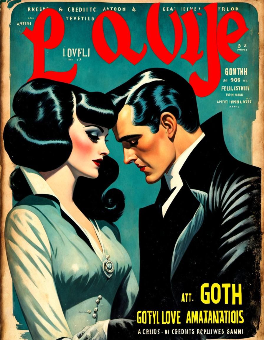 Pulp Goth Love Cover #15 - AI Generated Artwork - NightCafe Creator