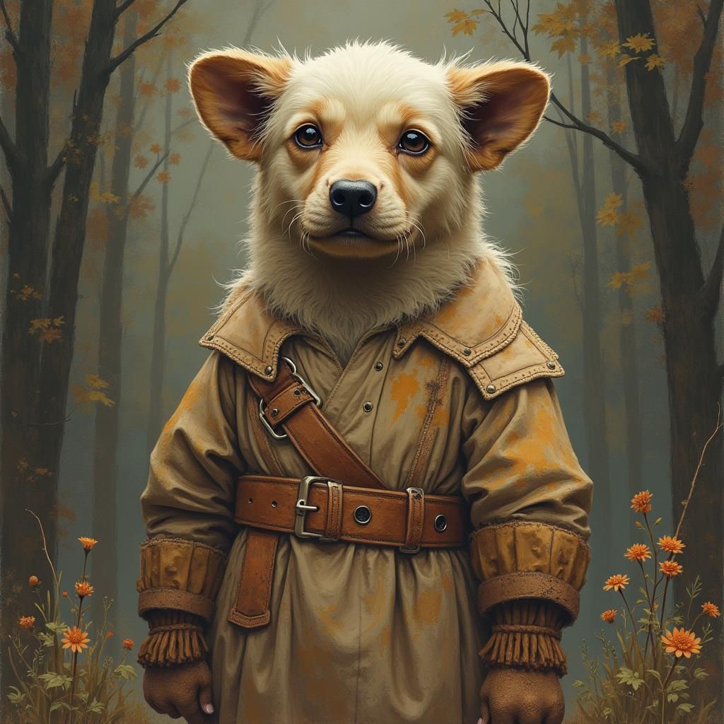 Girl with Autumn Painting in Oil Painting Style