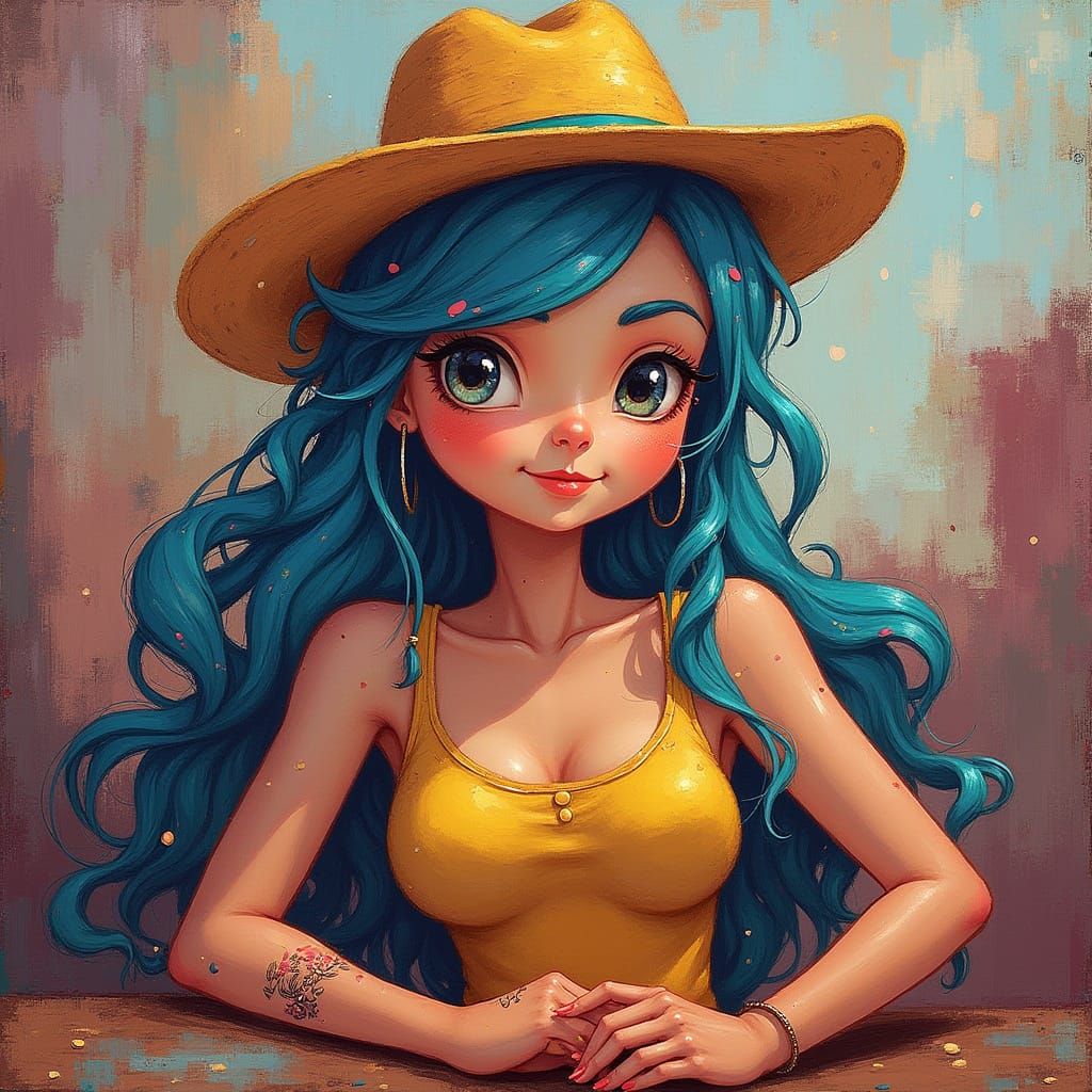 Vibrant Southwestern Landscape with Cactus and Horse