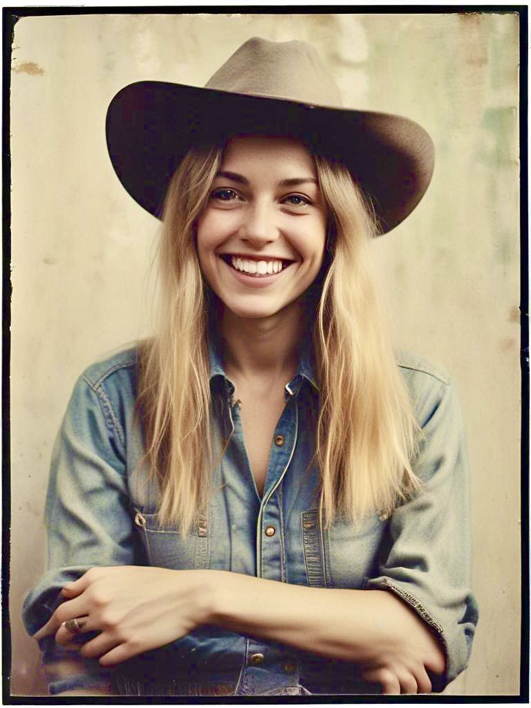 Smiling cowgirl, based on a prompt by @Liberty99 - Tracey