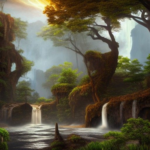 Ancient Waterfall in the Forest