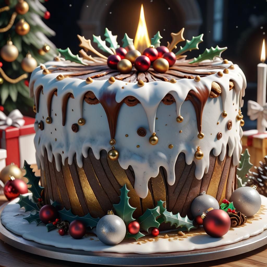 Christmas Cake - AI Generated Artwork - NightCafe Creator