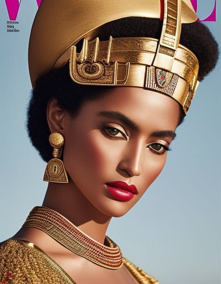 Cover editorial vogue magazine photography of an ancient Egy...