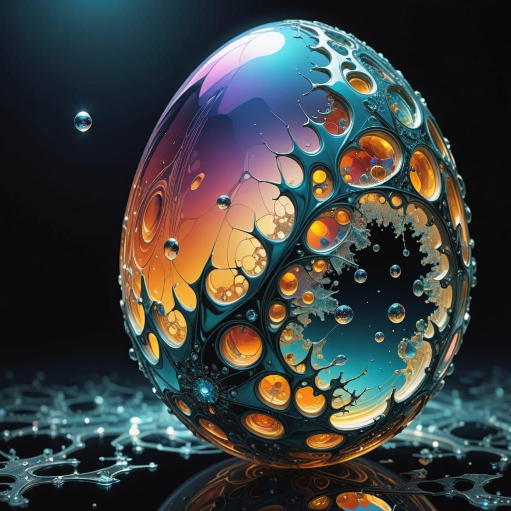 Exquisite, Iridescent Egg in Futuristic Concept Art Style