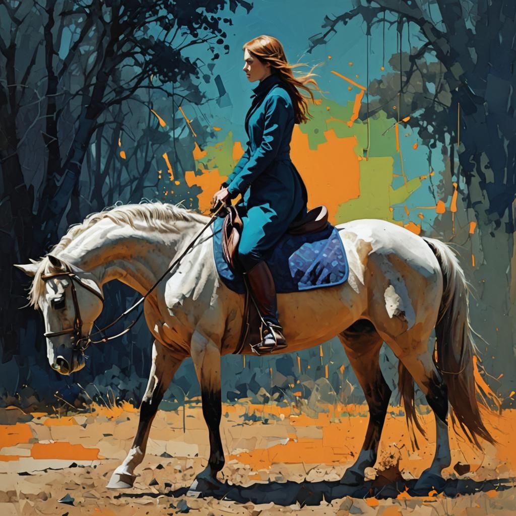 Girl, horse complementary colors split-complementary colors