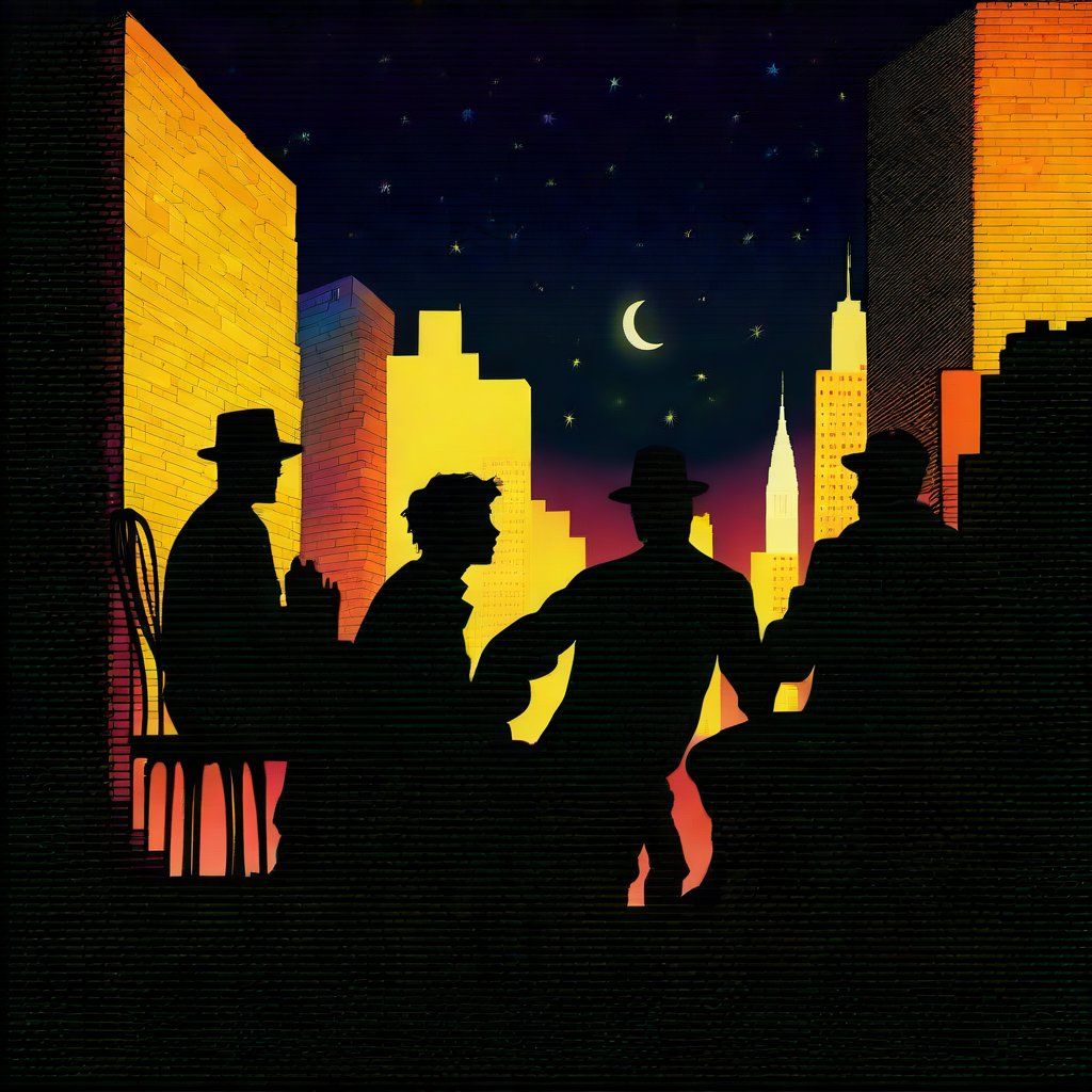 Friends in the city at night.