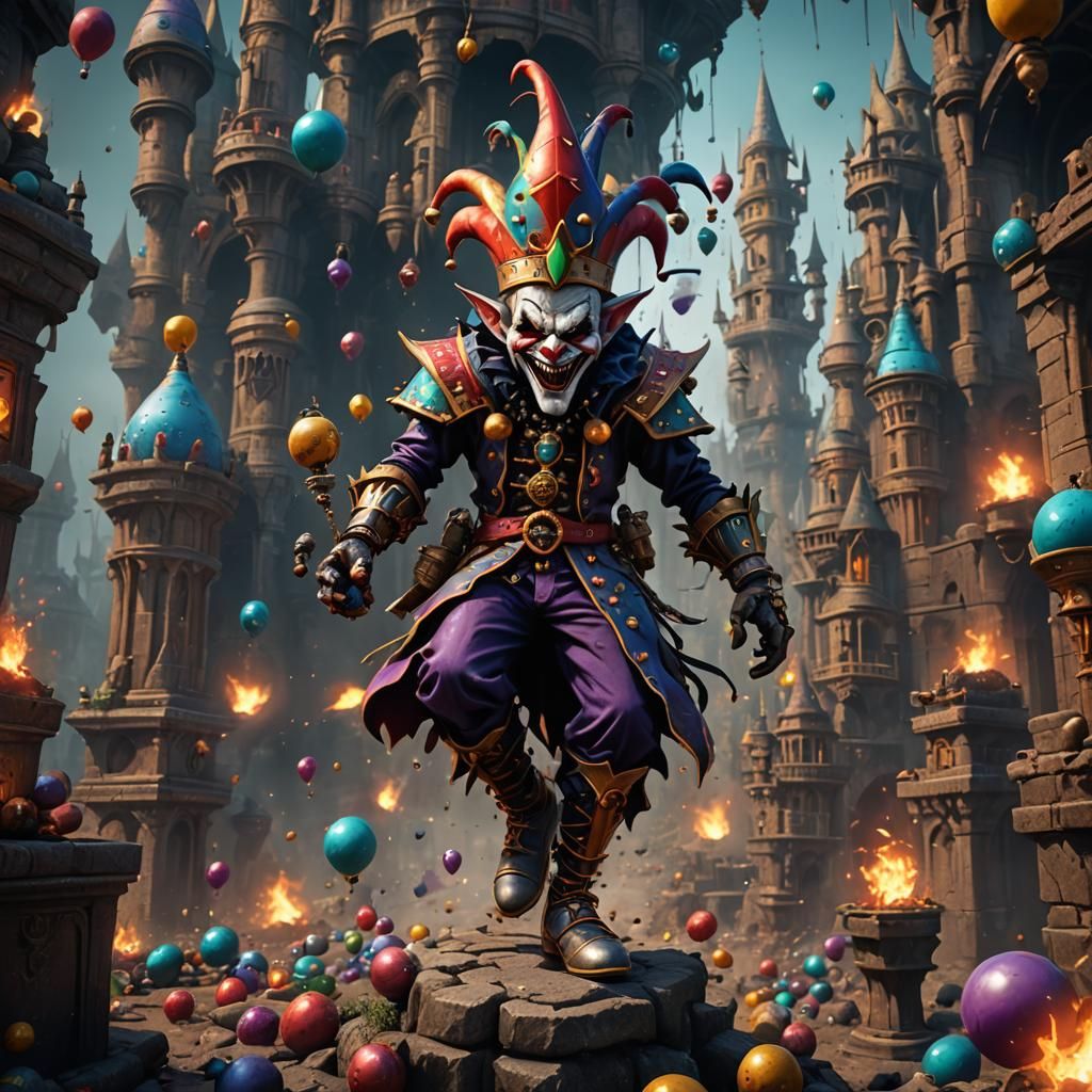 Mad jester with 1000 bombs