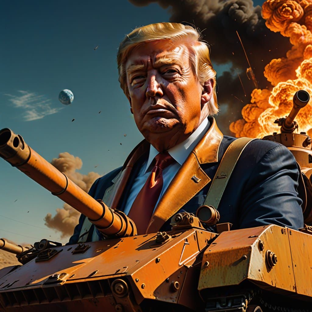 Donald Trump in Surreal Combat Pose Inside Israeli Tank